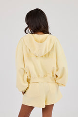 Cernucci Cropped Zip Through Hoodie - Lemon