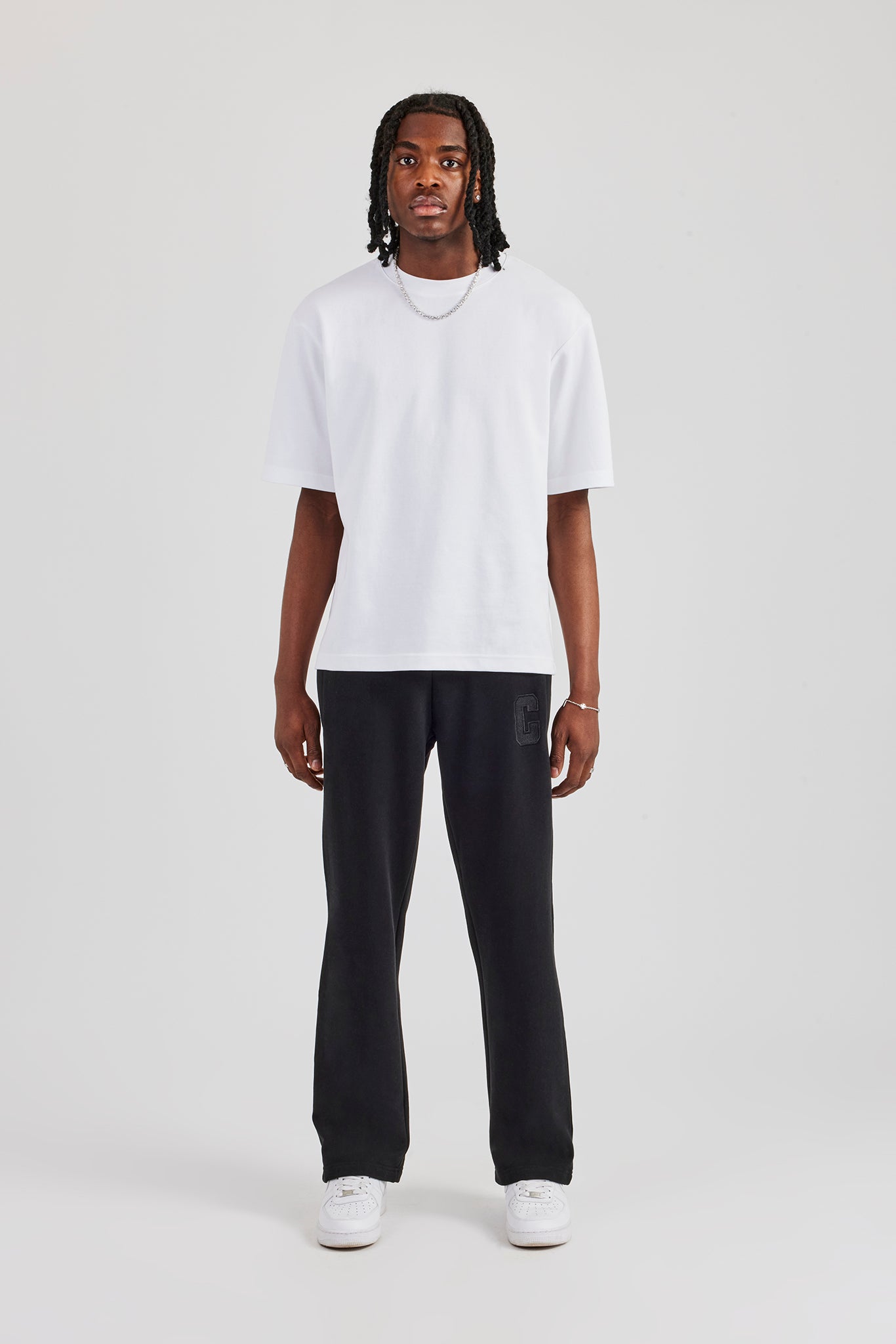 Embroidered C Straight Leg Jogger - Black