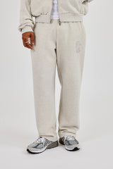 Embroidered C Straight Leg Jogger - Ash Grey
