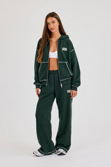 Contrast Stitch 222 Cherub Hoodie & Wide Leg Jogger – Dark Green