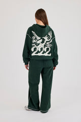 Contrast Stitch 222 Cherub Hoodie & Wide Leg Jogger – Dark Green
