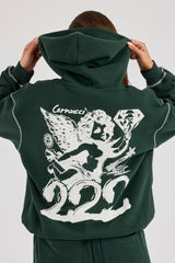 Contrast Stitch 222 Cherub Hoodie & Wide Leg Jogger – Dark Green