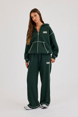 Contrast Stitch 222 Cherub Hoodie & Wide Leg Jogger – Dark Green