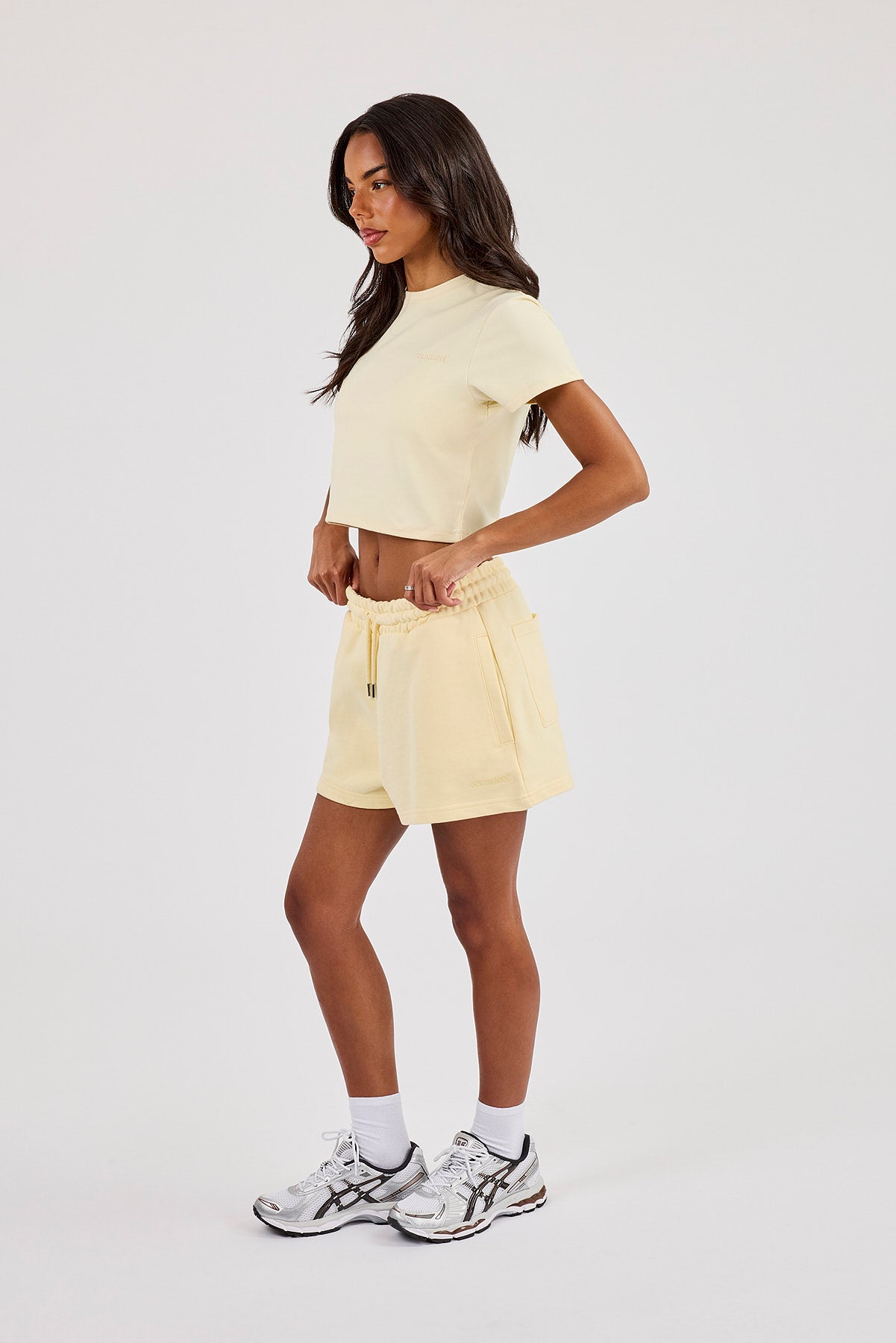 Embroidered Baby Tee & Embroidered Short  - Butter Yellow