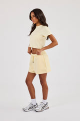 Embroidered Baby Tee & Embroidered Short  - Butter Yellow