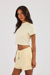 Embroidered Baby Tee - Butter Yellow