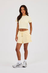 Embroidered Baby Tee - Butter Yellow