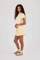 Embroidered Baby Tee & Embroidered Short  - Butter Yellow