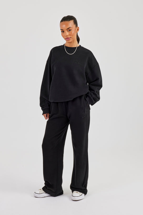 Oversized Sweater & Wide Leg Jogger - Black