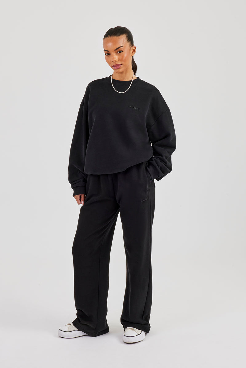 Oversized Sweater & Wide Leg Jogger - Black