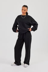 Oversized Sweater & Wide Leg Jogger - Black