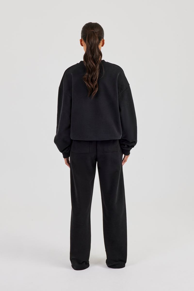 Oversized Sweater & Wide Leg Jogger - Black
