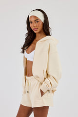 Kapuzenpullover mit durchgehendem Reißverschluss – Buttergelb