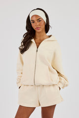 Kapuzenpullover mit durchgehendem Reißverschluss – Buttergelb