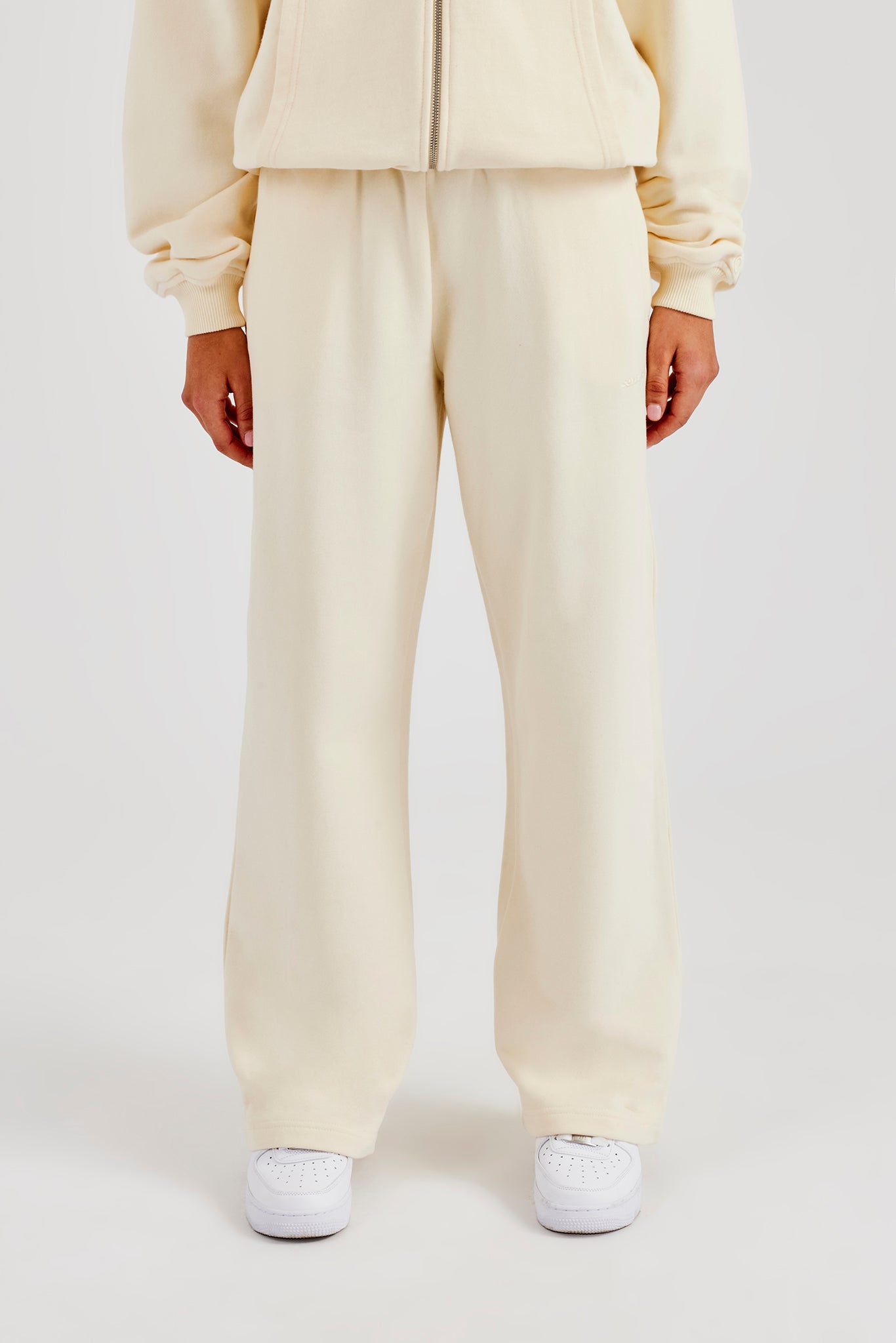 Embroidered Wide Leg Jogger - Butter Yellow
