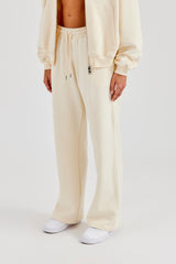 Embroidered Wide Leg Jogger - Butter Yellow