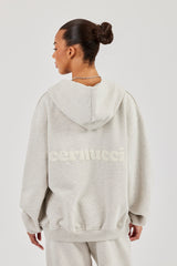 Oversize-Kapuzenpullover mit Reißverschluss – Aschgrau