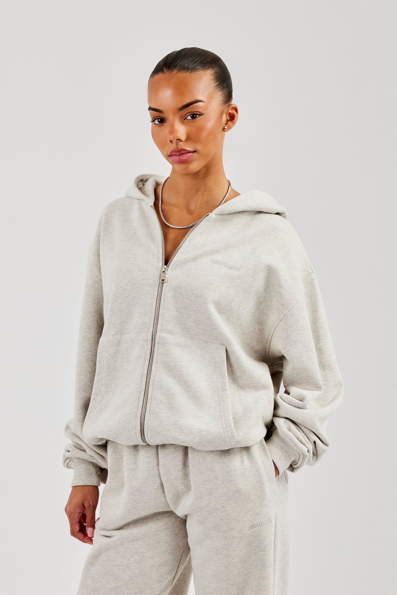 Oversized Zip Through Hoodie - Ash Grey | Womens Hoodies & Sweats