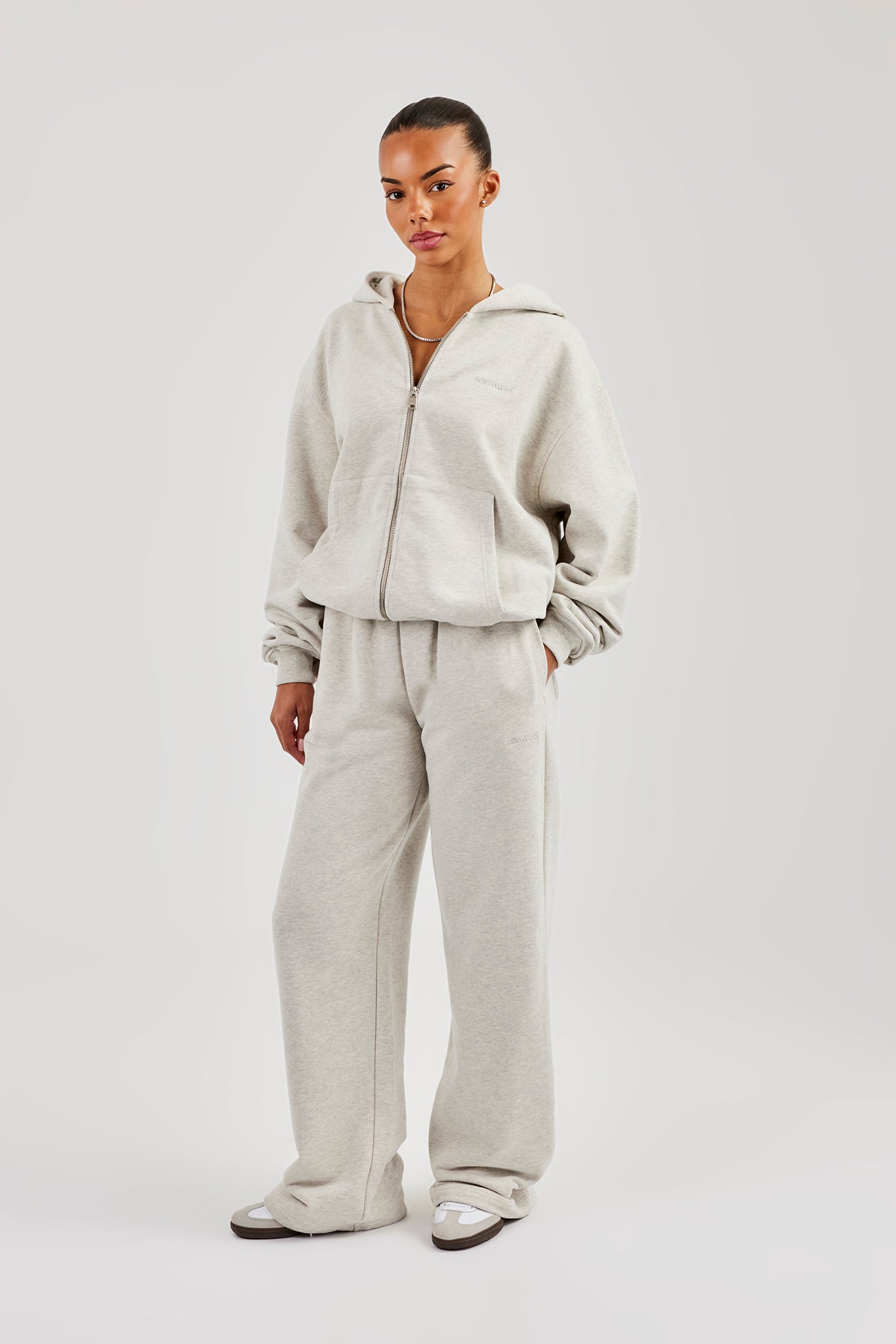 Oversized Zip Through Hoodie - Ash Grey | Womens Hoodies & Sweats