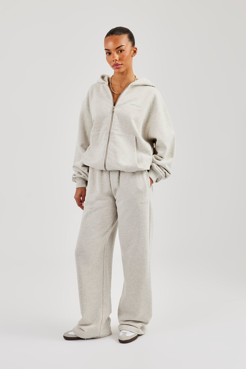 Oversize-Kapuzenpullover mit Reißverschluss – Aschgrau