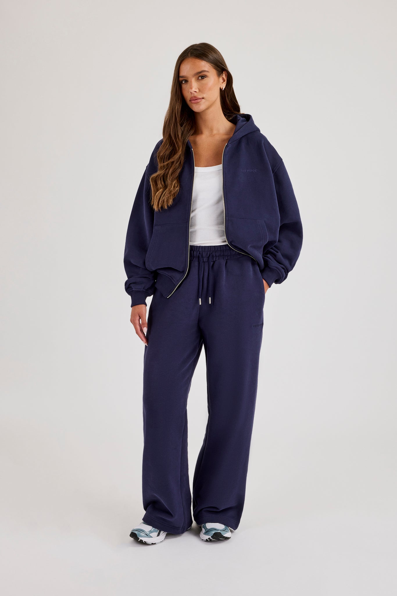 Oversize-Kapuzenpullover mit Reißverschluss – Marineblau