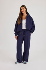 Oversize-Kapuzenpullover mit Reißverschluss – Marineblau