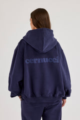 Oversize-Kapuzenpullover mit Reißverschluss – Marineblau