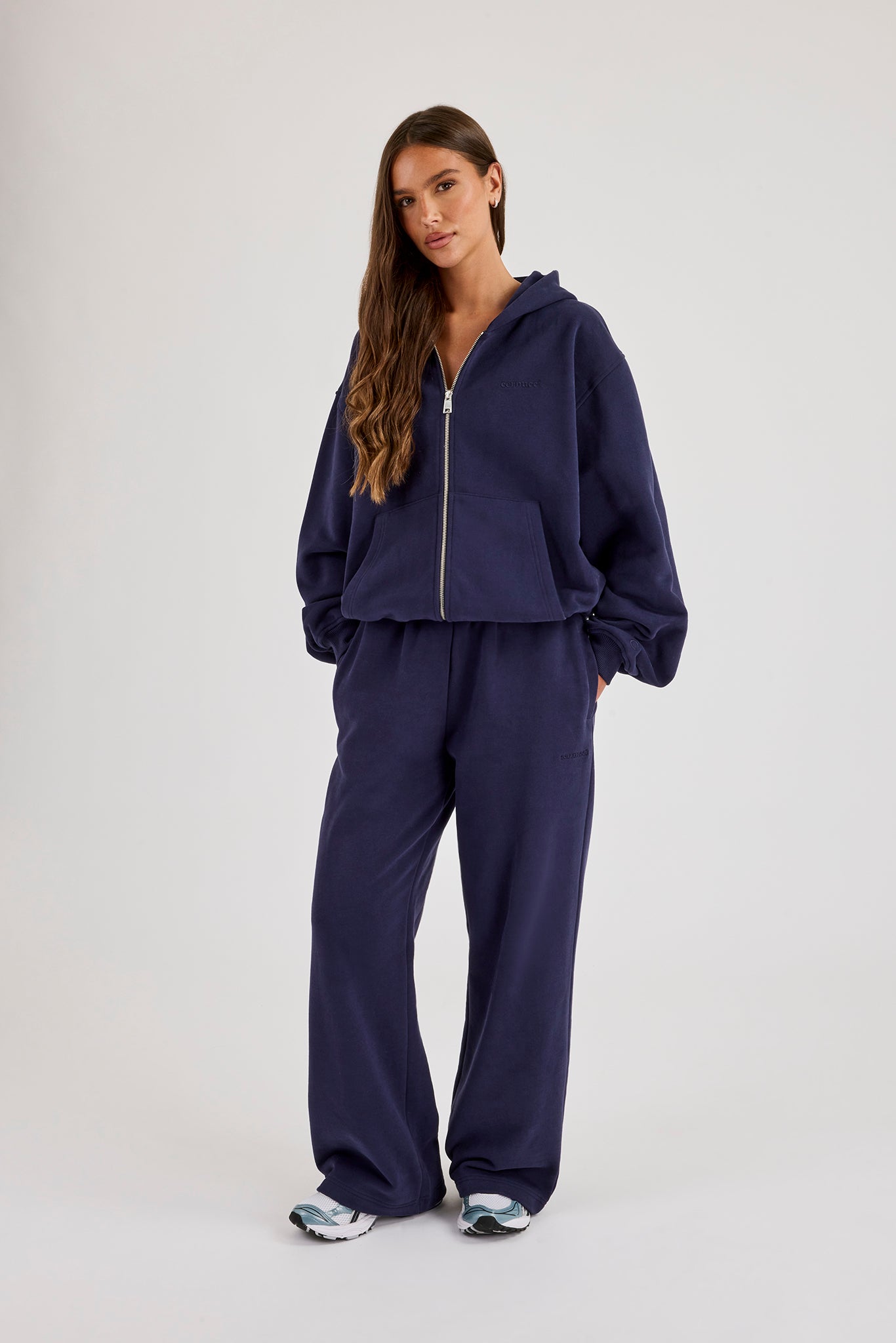Oversize-Kapuzenpullover mit Reißverschluss – Marineblau