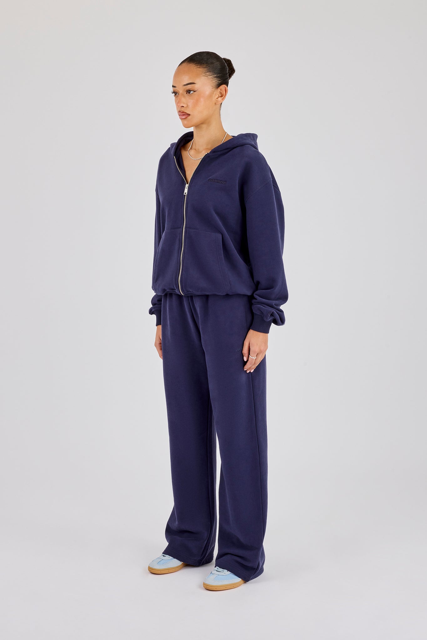 Oversized Zip Through Hoodie & Jogger - Navy