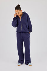 Oversized Zip Through Hoodie & Jogger - Navy