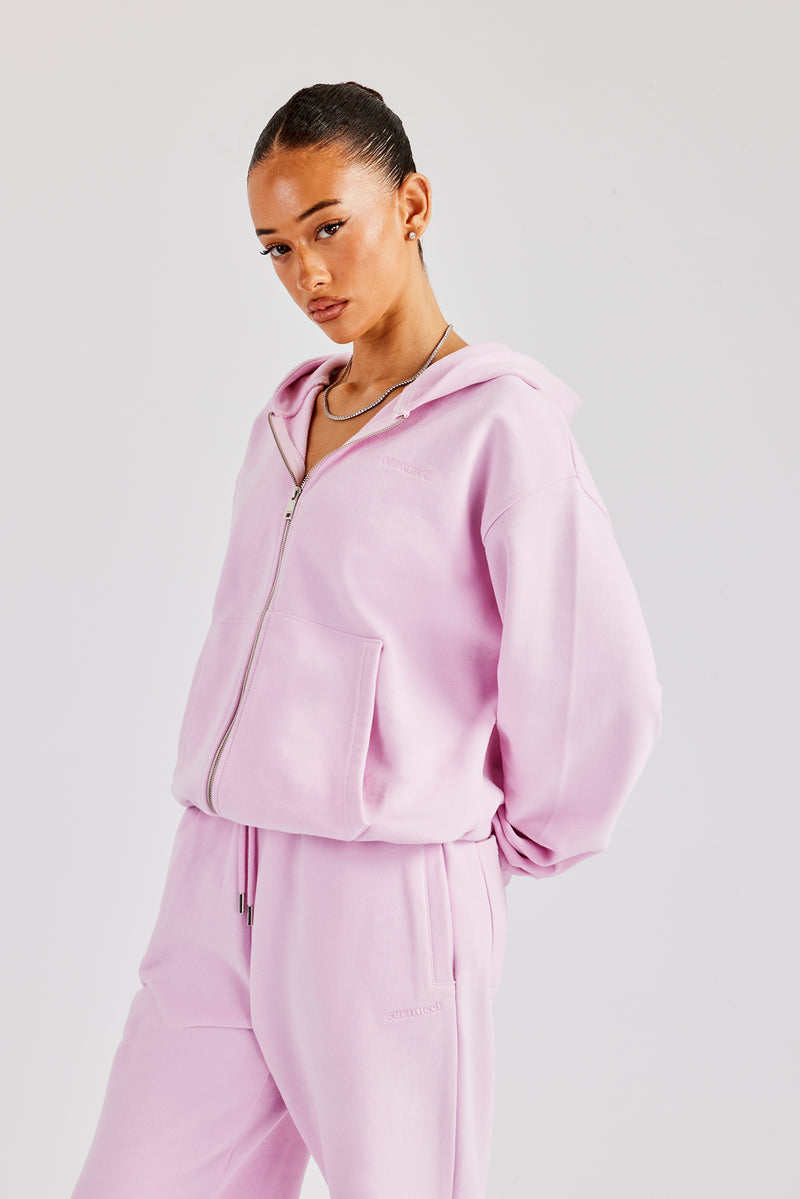 Oversized Zip Through Hoodie Pink Womens Hoodies Sweats