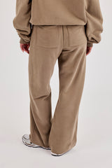 Bestickte Jogginghose mit weitem Bein – Taupe