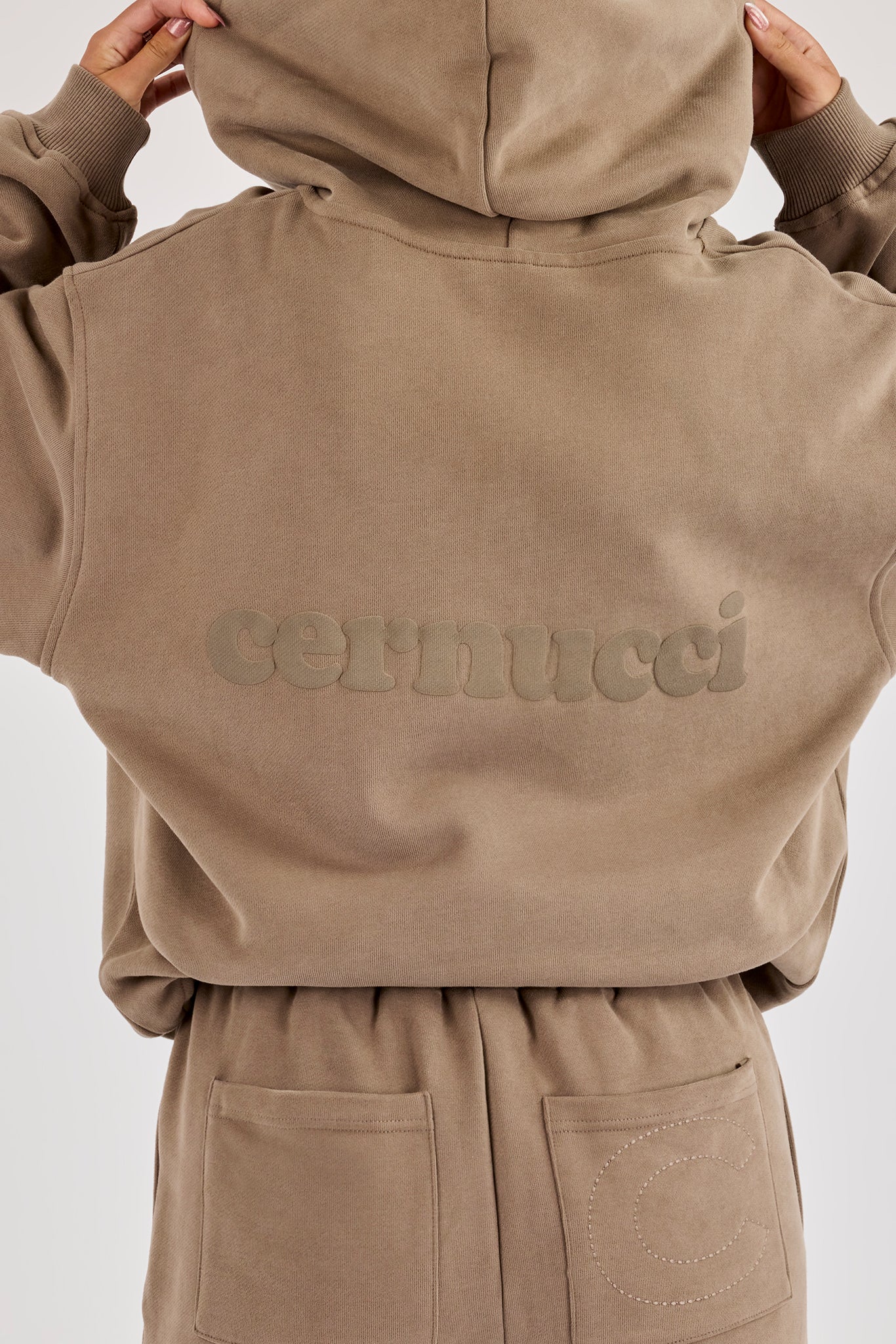 Oversized Zip Through Hoodie - Taupe