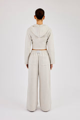 Corset Fitted Zip Hoodie & Super Baggy Jogger - Ash Grey