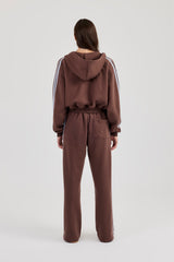Studios Taping Boxy Zip Through Hoodie & Wide Leg Joggers - Chocolate