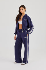 Studios Taping Kastenförmiger Hoodie mit weitem Bein Jogginghose – Marineblau