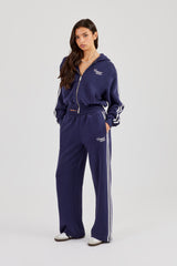 Studios Taping Kastenförmiger Hoodie mit weitem Bein Jogginghose – Marineblau