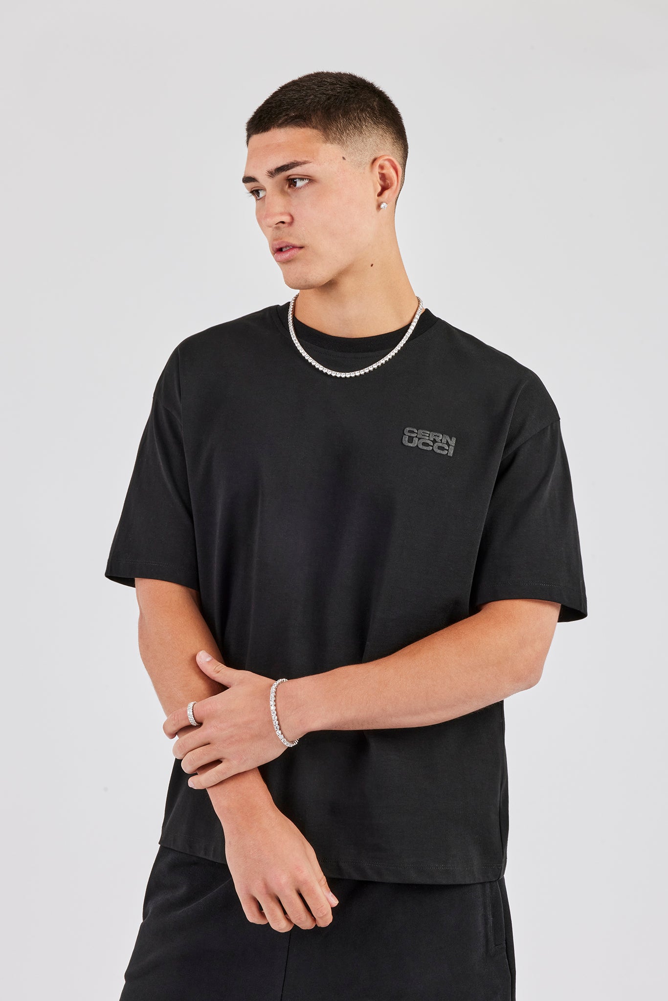 Washed Cernucci Print T-Shirt - Black