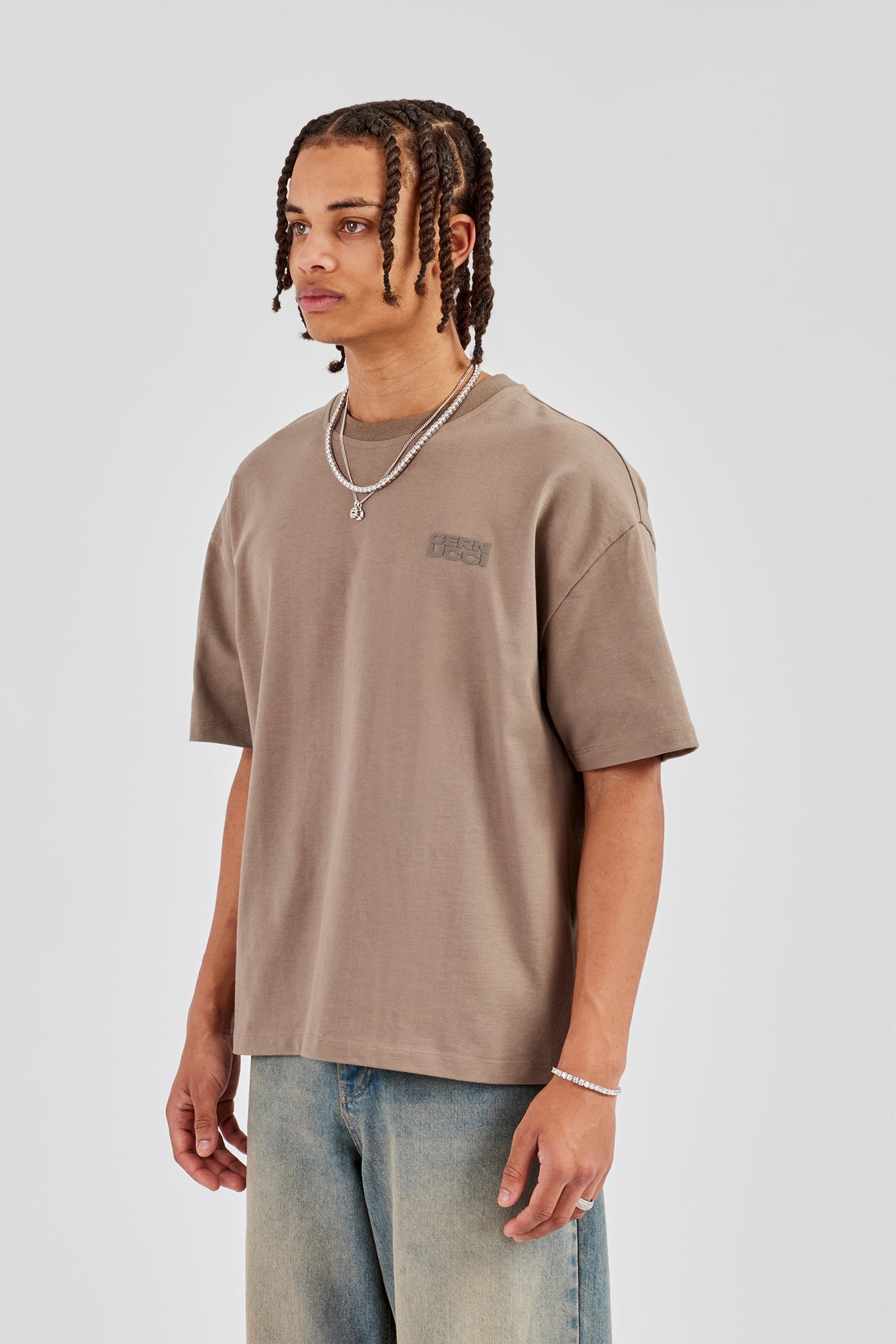 Washed Cernucci Print T-Shirt - Taupe