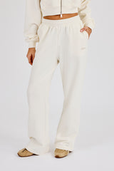 Embroidered Logo Wide Leg Jogger - Off White
