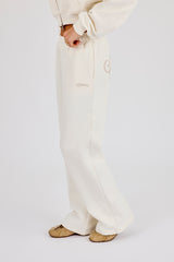 Embroidered Logo Wide Leg Jogger - Off White