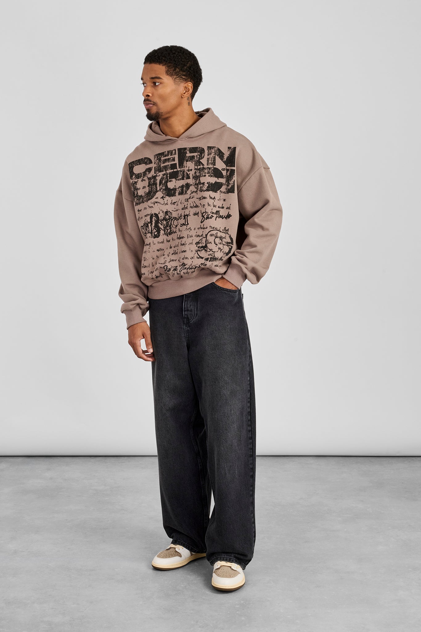 Cernucci Stacked Boxy Hoodie - Taupe