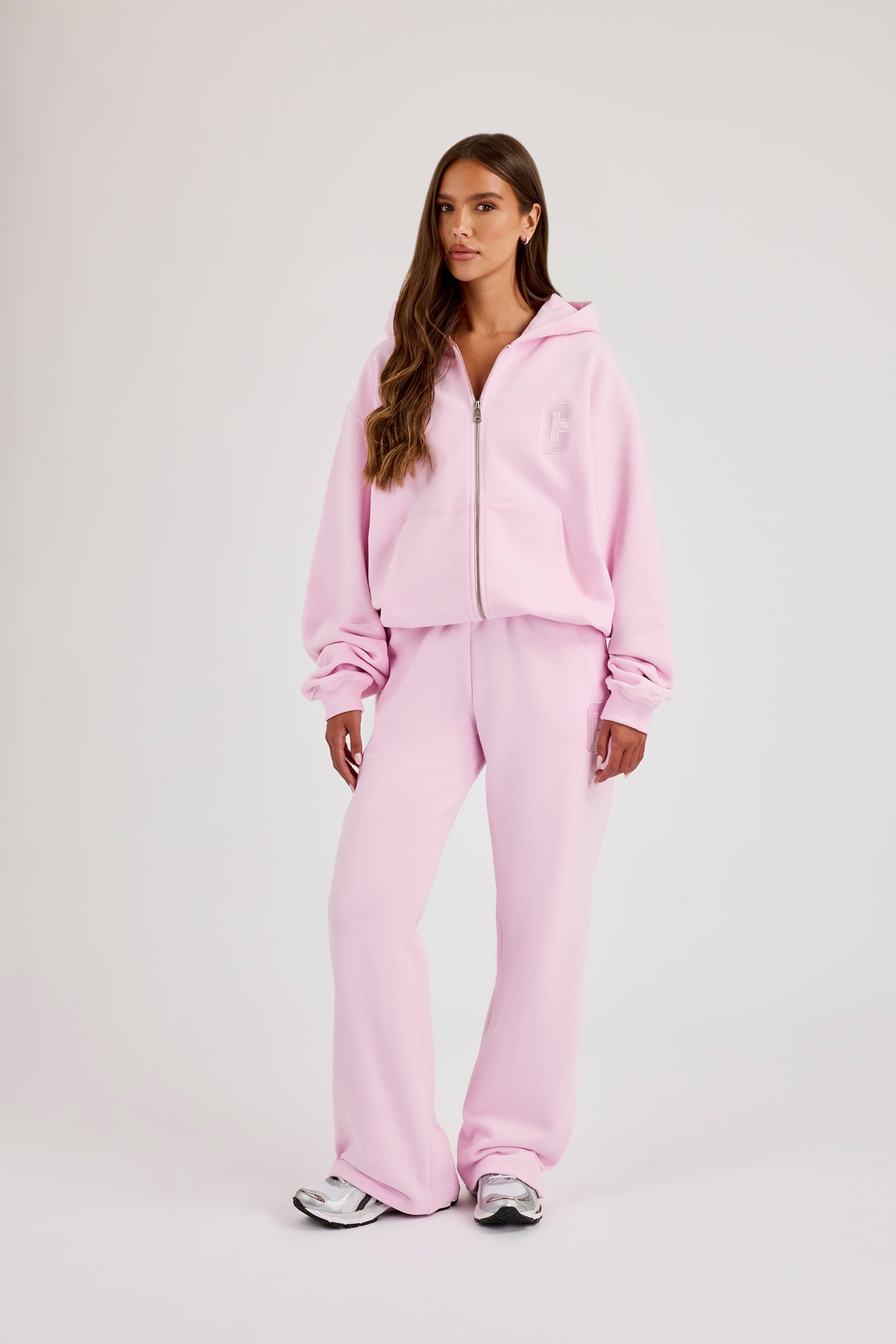 Embroidered C Zip Through Tracksuit - Pink