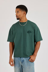 Cernucci Chain Stitch Boxy T-Shirt - Dark Green