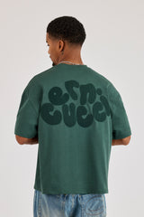 Cernucci Chain Stitch Boxy T-Shirt - Dark Green