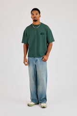Cernucci Chain Stitch Boxy T-Shirt - Dark Green