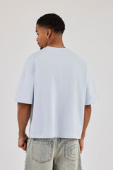 Brazillian Puff Print Boxy T-Shirt - Light Blue