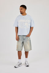 Brazillian Puff Print Boxy T-Shirt - Light Blue
