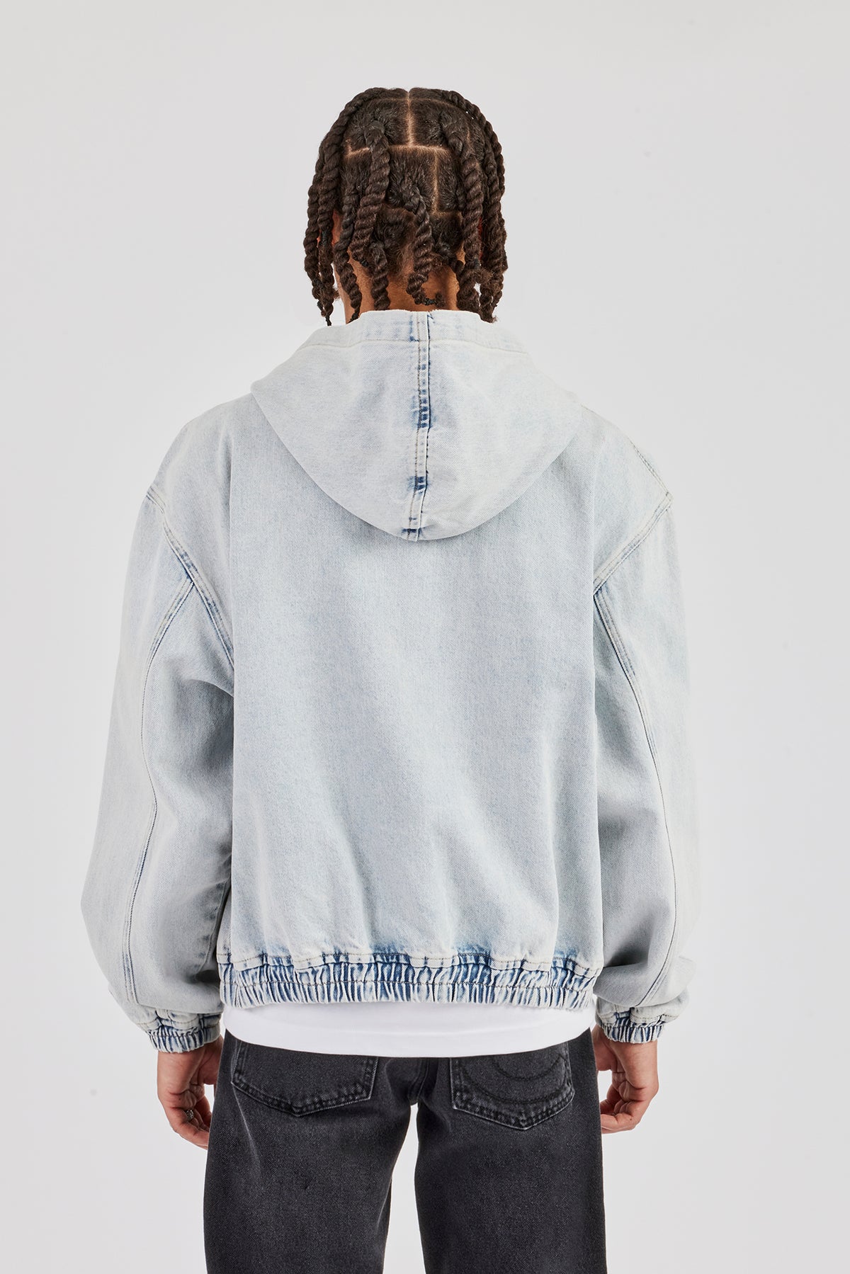Our Grunge Punk Oversized Distressed Star Pattern Fringe Deni Hoodie Jacket is such a vibe - ROWE