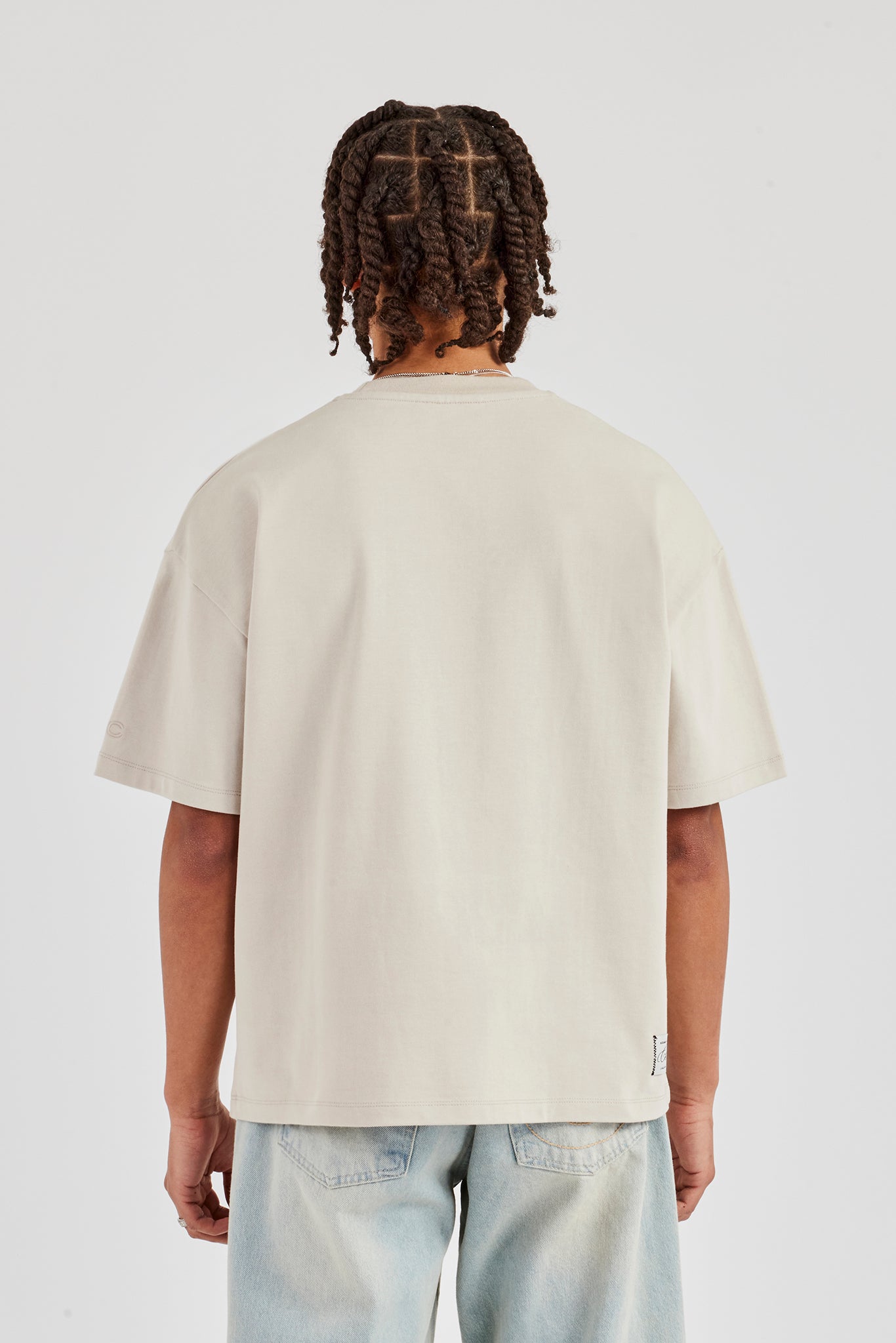 Washed Logo Tee Oversized Washed Logo Embroidered T-Shirt - Washed Stone | Mens Tees ...